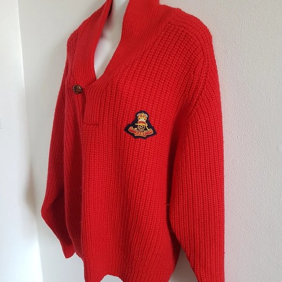1980s Gant Heavy Cozy Wool Christmas Sweater, Red Thick Wool Sweater - Picture 6 of 8